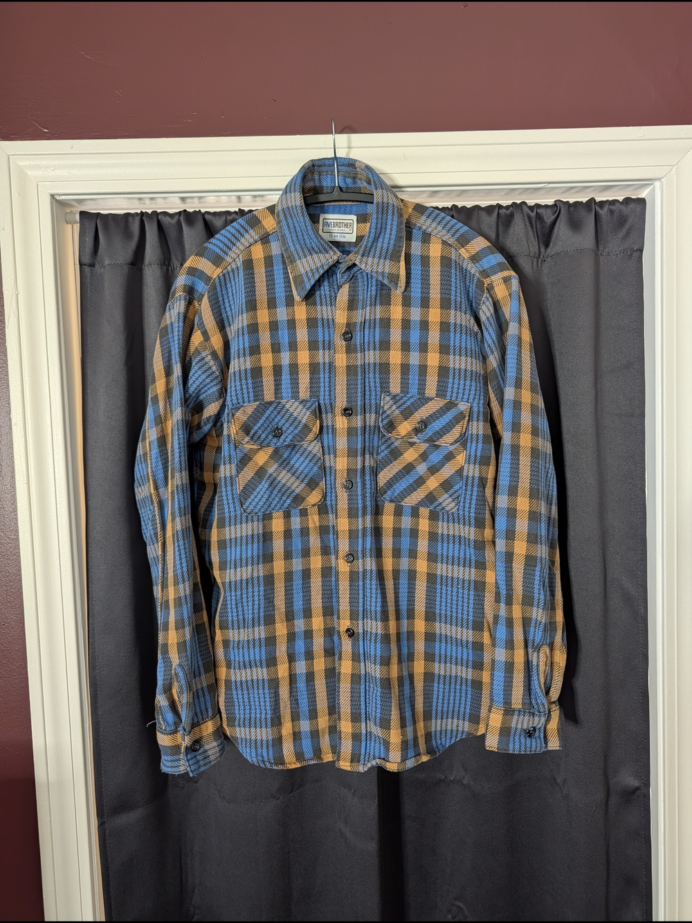 FIVEBROTHER Vintage Made In USA Plaid Button-Down Flannel Heavy Shirt Jacket M